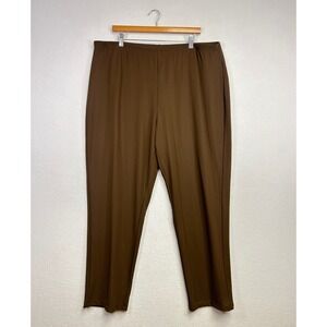 Susan Graver Essentials Brown Stretch Knit Casual Pants Plus Size 2X
